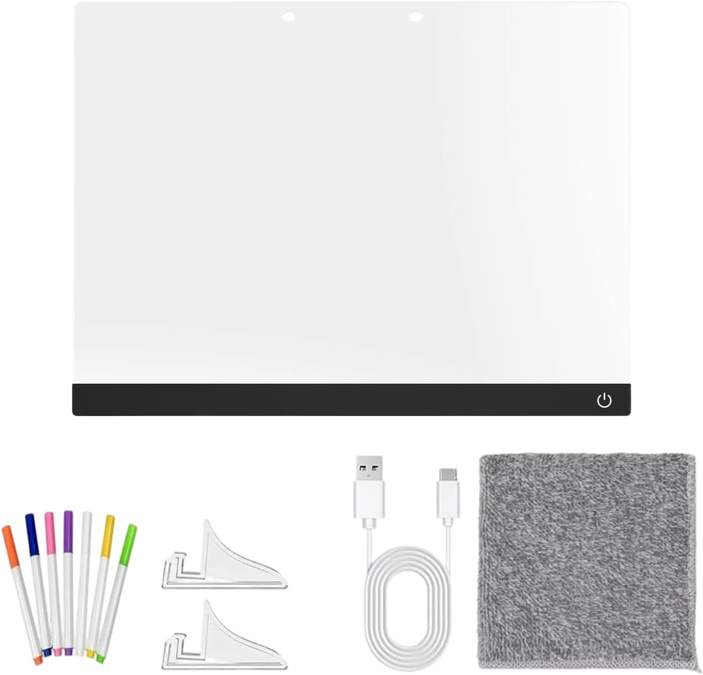 Colorful LED Message Board, 30x20 cm and 30x40 cm Dry Erase Acrylic Pad with 7 Color Pens, USB Powered with Touch Dimming, Sketching Board with Stand for Home