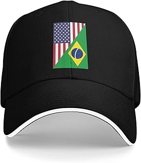 America Brazil Friendship Flag Baseball Cap Classic Adjustable Fashion Casquette Hat for Men and Women Black