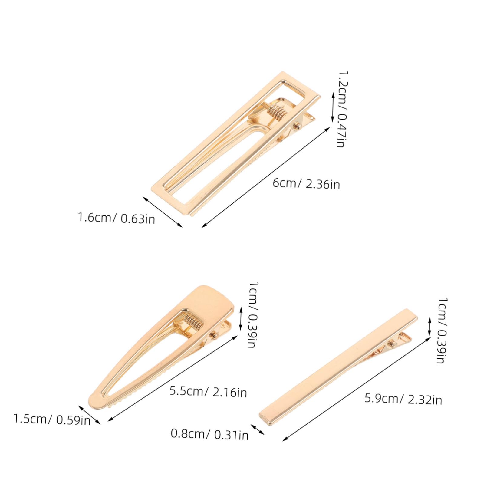 60 pezzi Fermagli per Capelli Alligatore in Metallo Oro Clip Barrette per Bambina Donna Accessori Leggeri e Comodi per Styling e Fai da Te