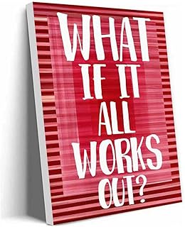 What If It All Works Out Newspaper Canvas Wall Art, Inspirational Wall Art, Red and Black Positive Affirmations Poster for Bedroom Living Room Decor, 12x16 inch Framed