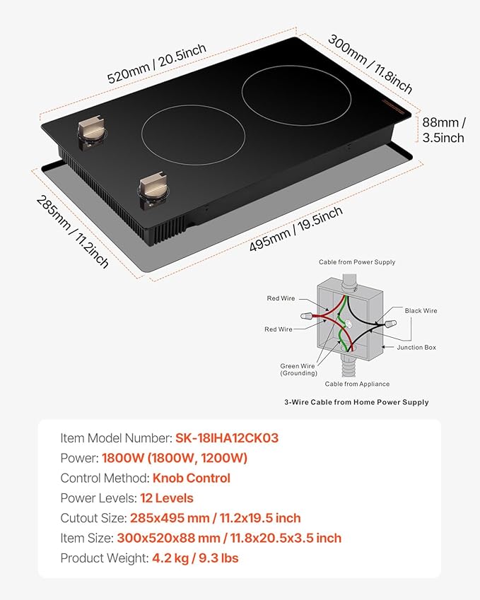 Estufa Vitrocerámica 2 Puestos 12 Pulgadas Empotrable 110V miniatura 2
