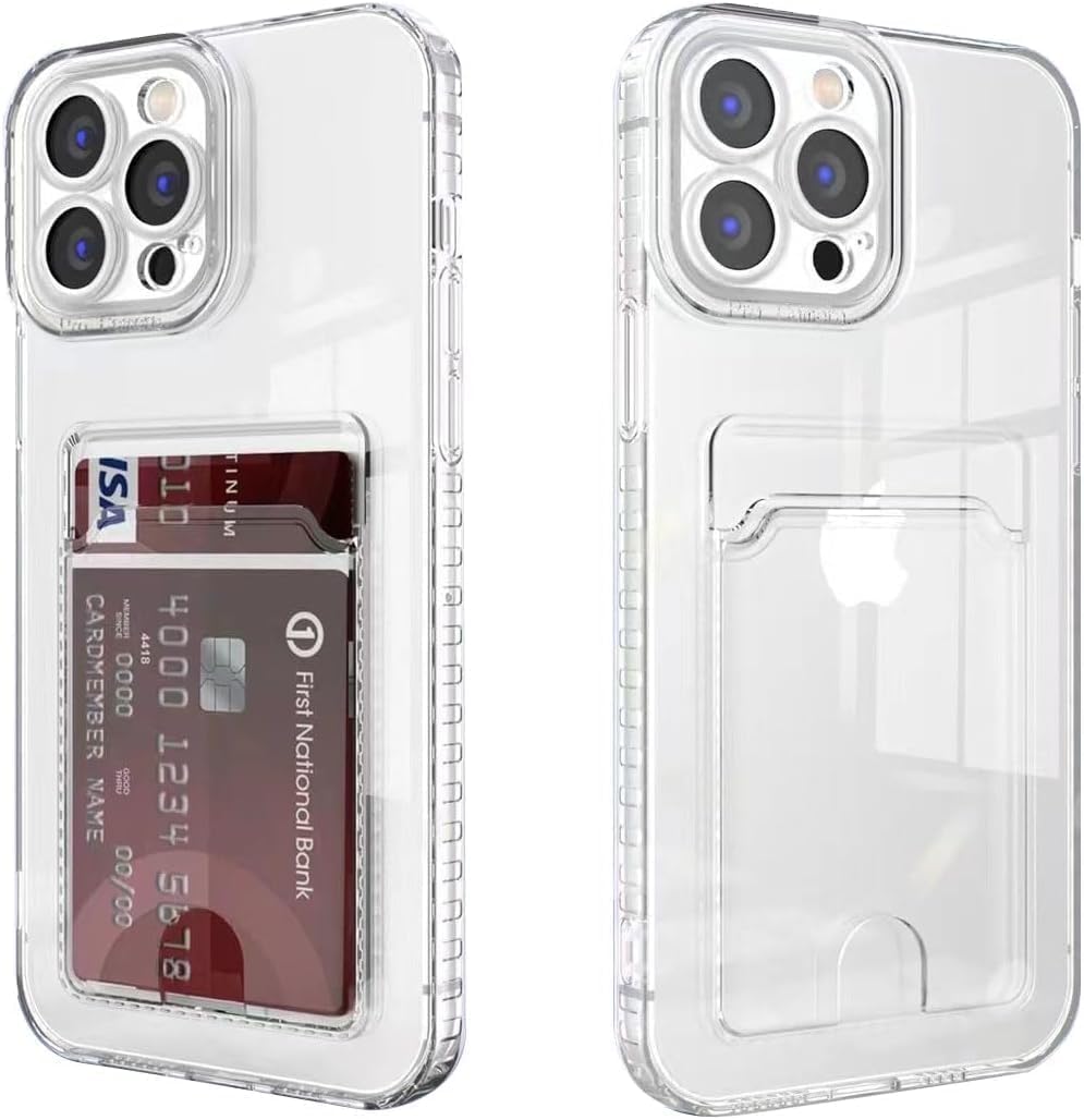 YrissAriiy Compatible with iPhone 13 Pro Case with Card Holder, Clear Card Slot case, Ultra-Thin, Soft, Shockproof, Credit Card Protective Cover for iPhone 13 Pro