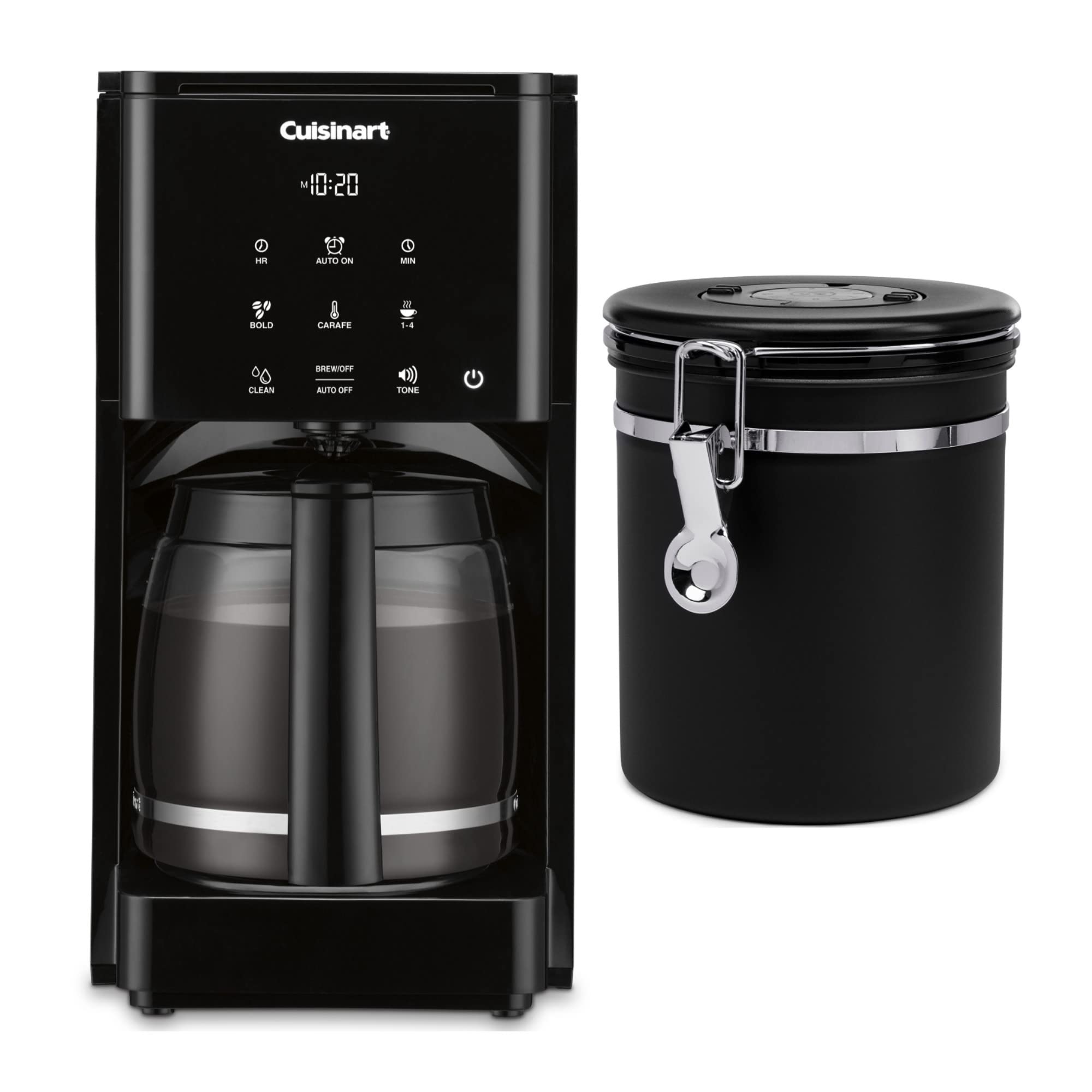 CuisinartDCC-T20 14-Cup Touchscreen Programmable Coffeemaker Bundle with Stainless Steel Coffee Canister with Measuring Spoon (2 Items)