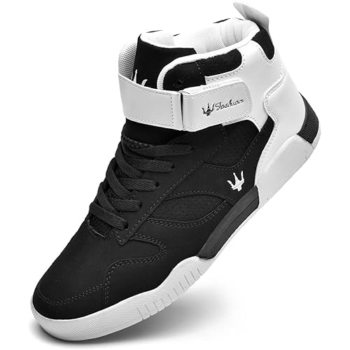FZUU Men's Fashion High Top Leather Street Sneakers Sports Casual Shoes