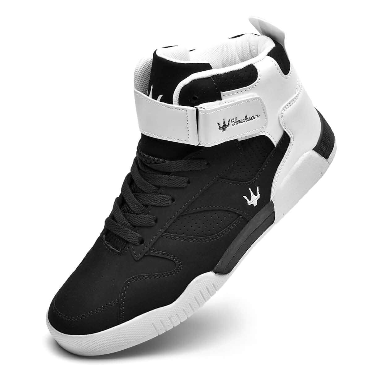 FZUUMen's Fashion High Top Leather Street Sneakers Sports Casual Shoes Comfortable Pu Leather, Durable Rubber Sole,High top Ankle Support for Daily Wear