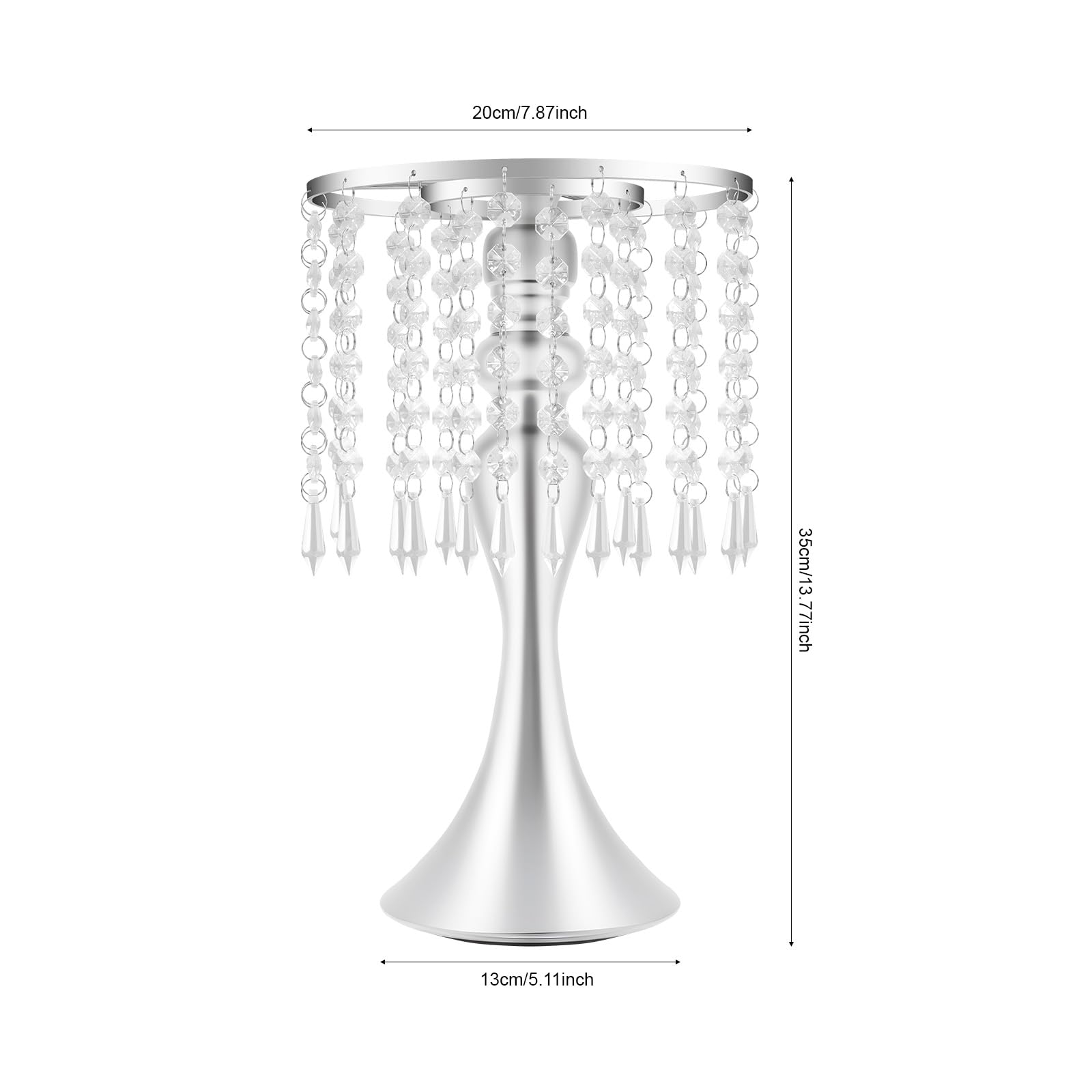 Set di 10 supporti per fiori da tavolo, altezza 35 cm, in cristallo, per cerimonie, ricevimenti e matrimoni, argento
