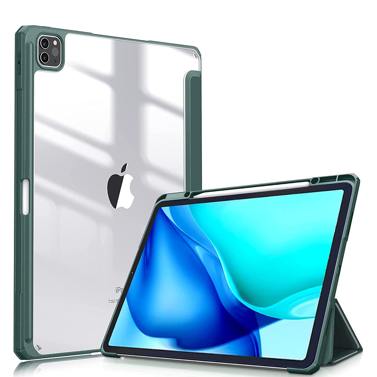 YellowCult Transparent Back Case Compatible with 2021 iPad Pro 12.9-inch 5th Generation, with Pencil Holder, Auto Wake/Sleep, Support Pencil 2 Wireless Charging [Nature Green] (B0BJ18RT3D) Amazon Price History, Amazon Price Tracker