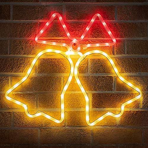 CHRISTOW Bell Christmas Light Outdoor Decoration, Energy Efficient LED Rope Light, Flashing Wall Window Silhouette, Mains Operated (55cm)