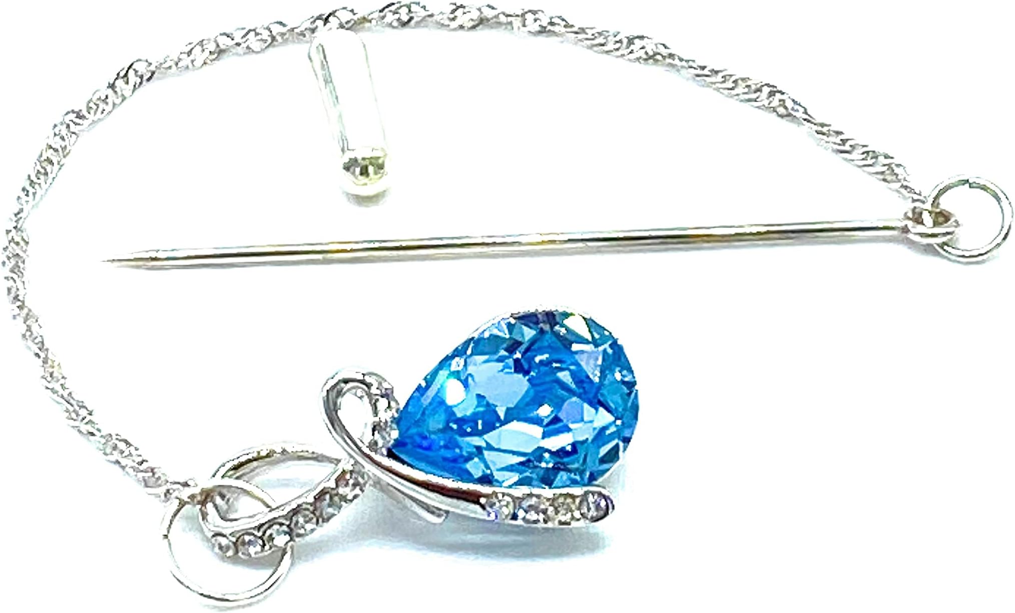 Hijab Pin Swarovski Crystal Teardrop Blue
