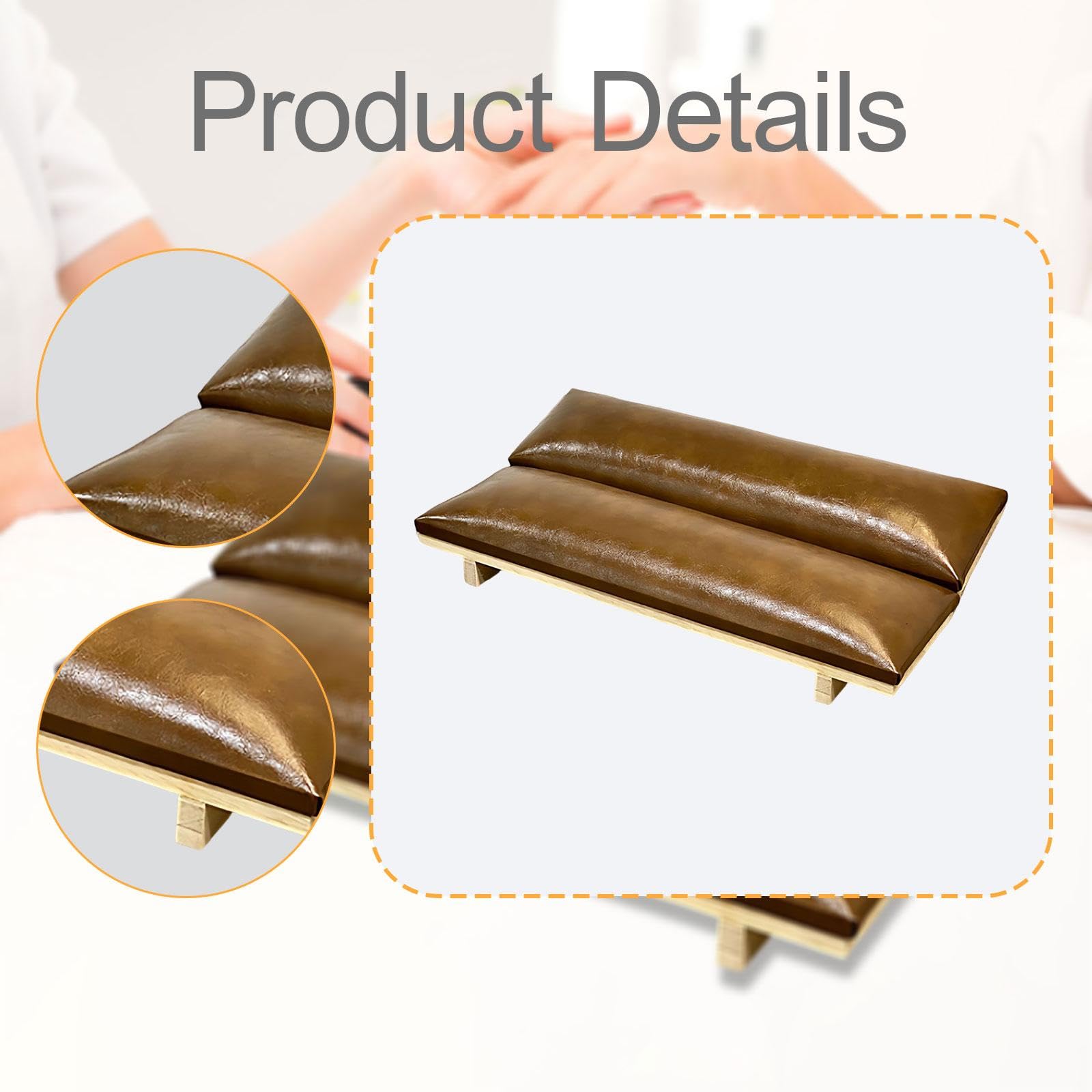 Reposabrazos para Manicura, Almohada para Descansar Las Manos, Accesorio para Ahorrar Espacio, Base Ergonómica de Madera Resistente para Salón, Marrón Oscuro