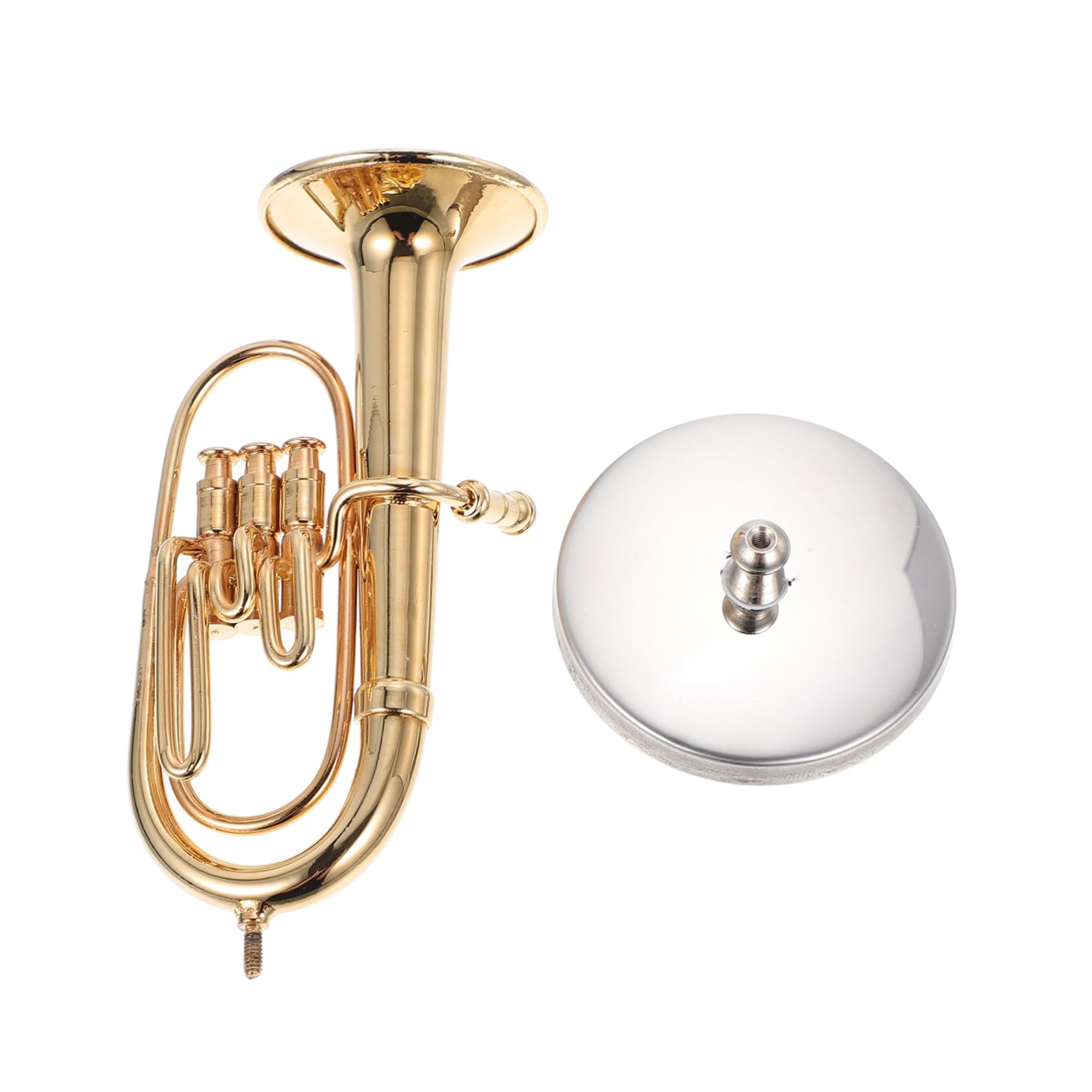 MAGICLULU Kids Xylophone 1 Set Ornaments Metal Model Office Decorations Tabletop Miniatures Music Baritone Decor Miniature Trumpet Baritone Horn with Box Copper Baritone Domestic Decor Desk Crafts