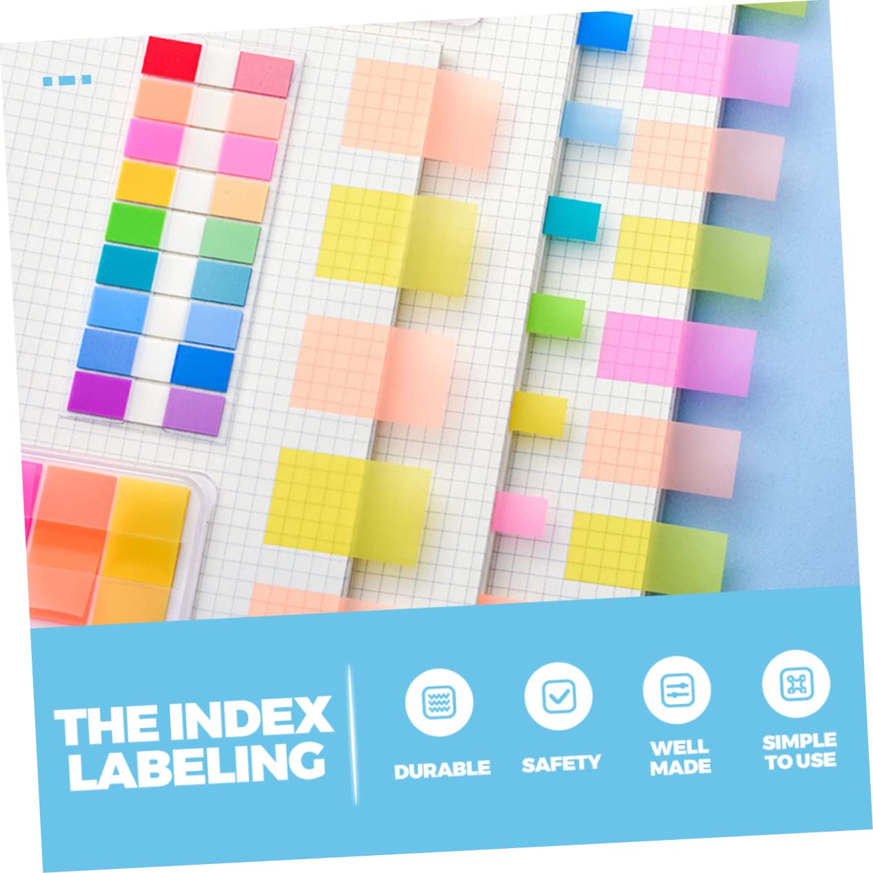 Baluue 2700pezzi Sticky Tabs Adesivi Colorati Per Pagine Pratici Segnapagina Per Studio e Ufficio Facili Da Rimuovere e Riutilizzare