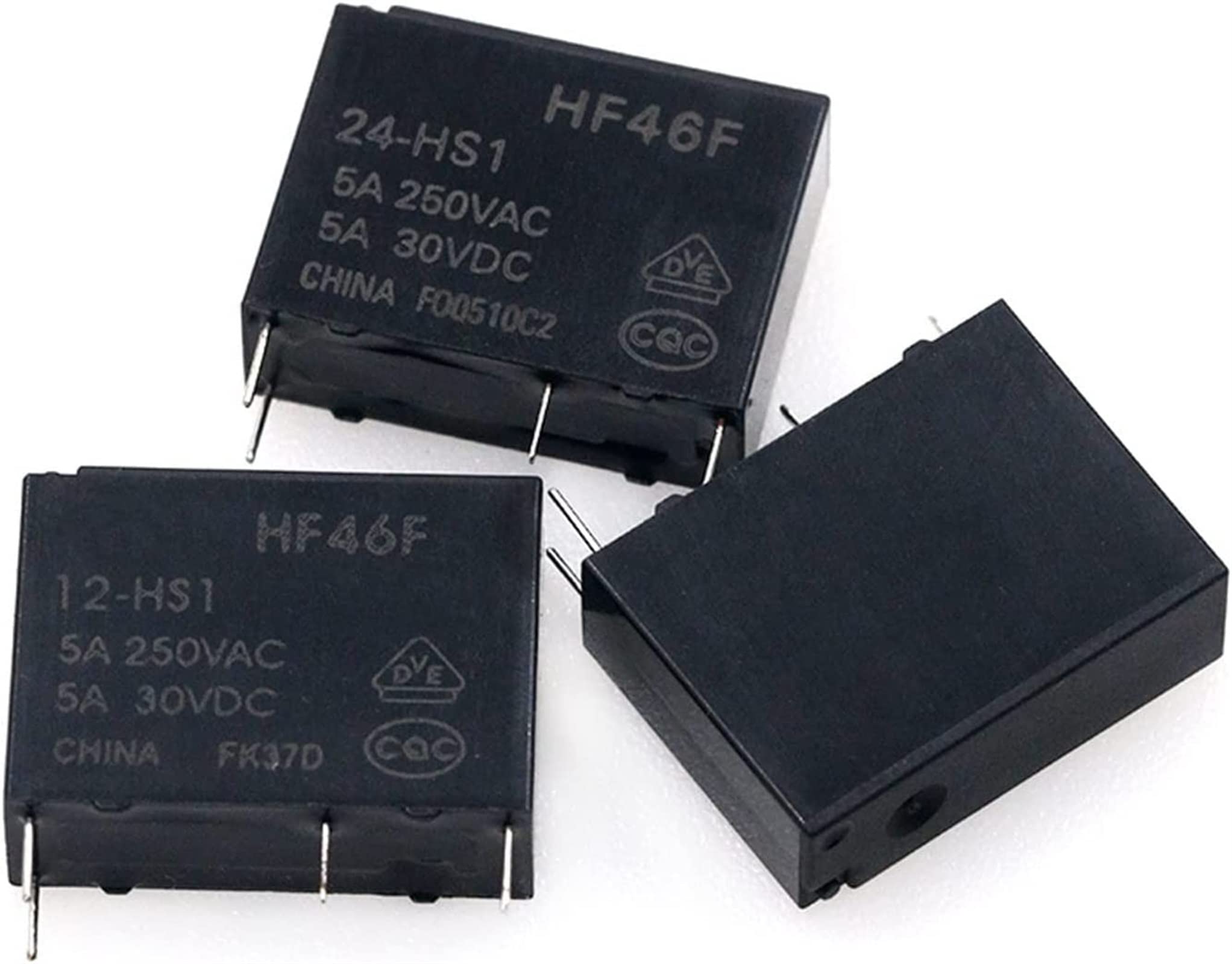 Relais 10 pièces 30V Relais de Puissance HF46F-005-HS1 HF46F-012-HS1 HF46F-024-HS1 5-HS1 12-HS1 24-HS1 5A 250VAC 4PIN 5V 12V 24V Relais de commande (Size : 24V)