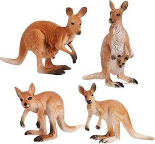 4PCS Safari Animal Figurines, Cake Topper, Toy Animals for Kids with Kangaroos