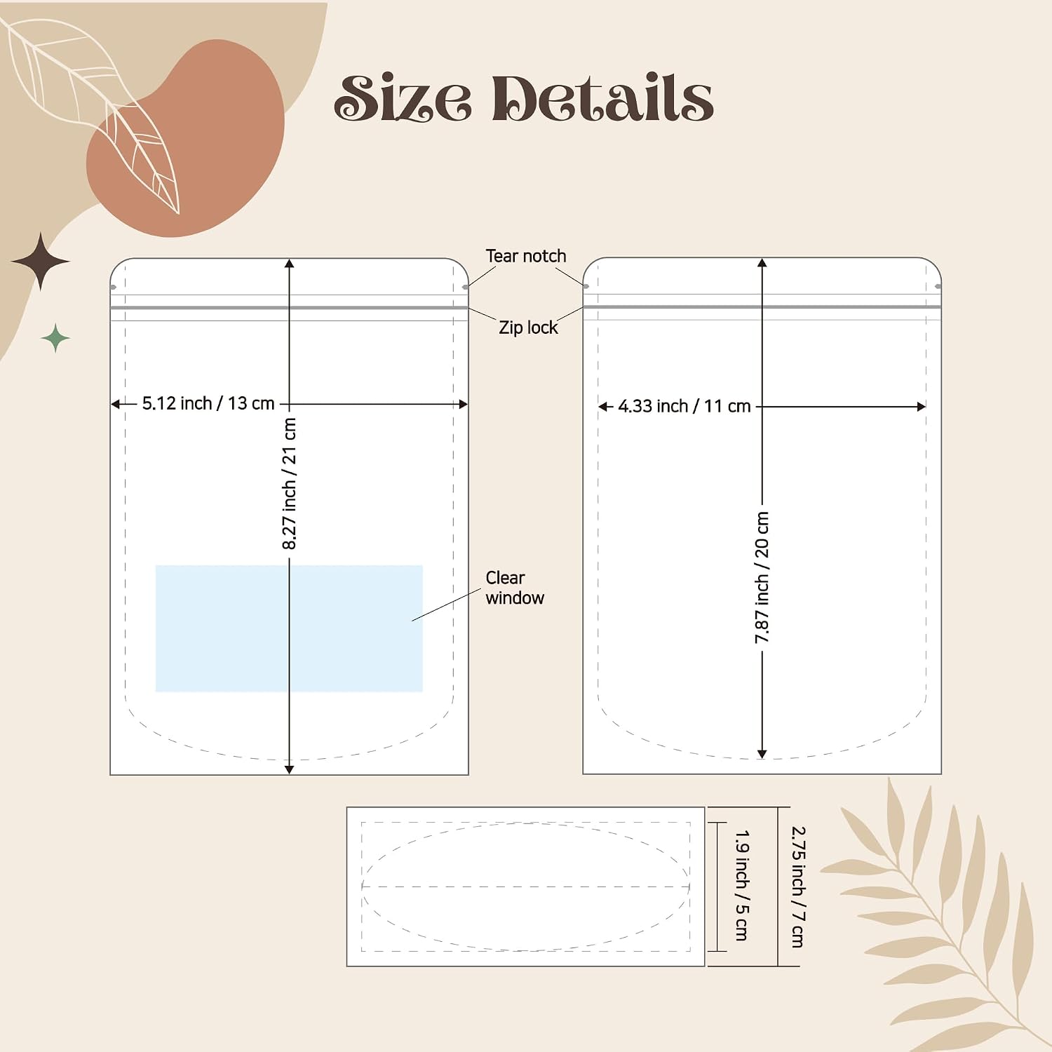 Cute Animal Stand Up Pouch, Reusable Window Zipper Bag, 5.1 x 8.2", 20 Pack image 5