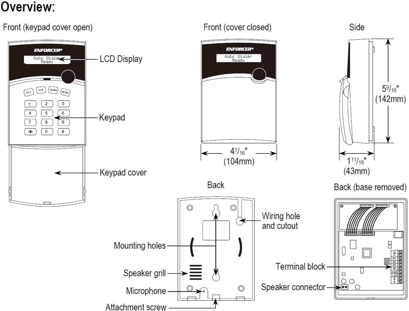 Seco-Larm E-922CPQ Enforcer Automatic Voice Dialer overview diagrama