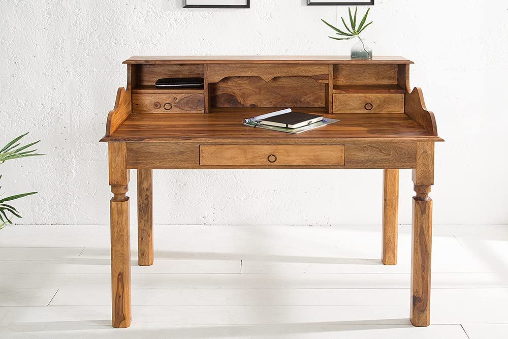 Massiver Schreibtisch NILAY 115cm Palisander Sekretär Sheesham
