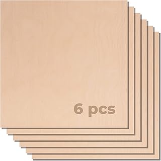 xTool Selected Birch Plywood 6pcs, 1/8" x 12" x 12" Birch Unfinished Wood for Crafts, Laser Cutting & Engraving, CNC Cutti...