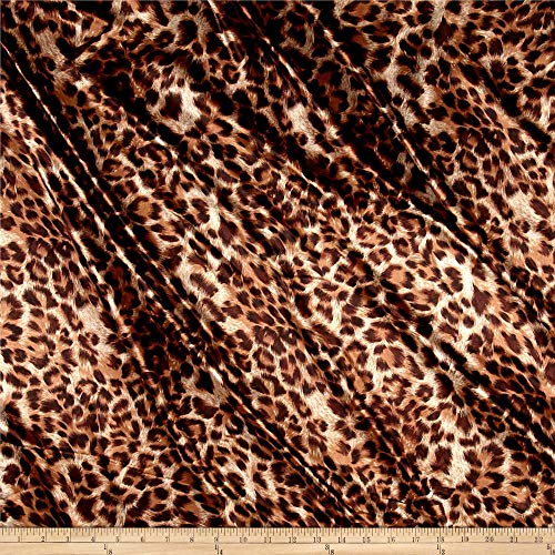 Charmeuse Satin Leopard Brown, Fabric by the Yard