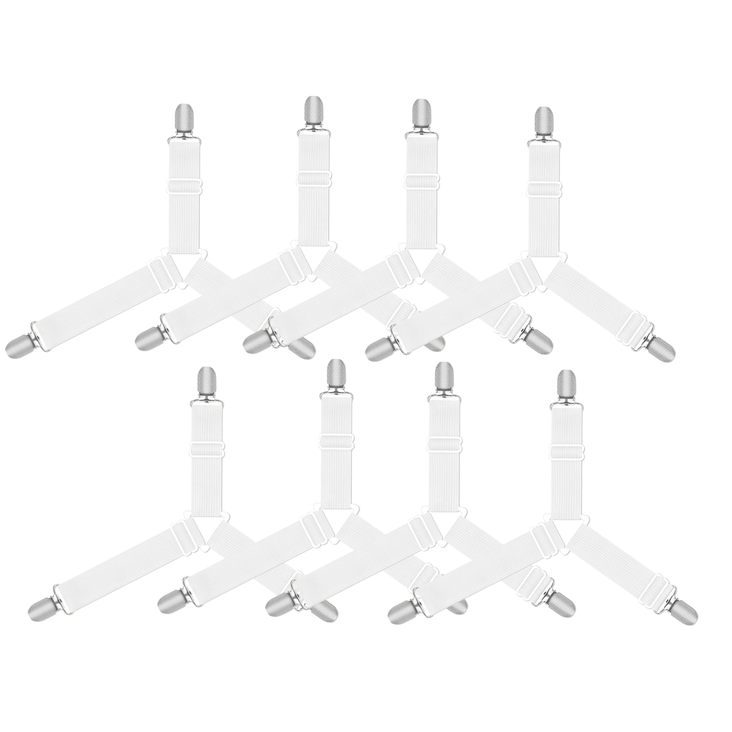 Ucfalfo 8 Pcs Bed Sheet Clips, Adjustable Triangle Fitted Sheet Clips with Elastic Straps, Heavy Duty Bed Sheet Grippers, Non-Slip Sheet Clips for Bedding Mattress, Sofa Cushion & Covers