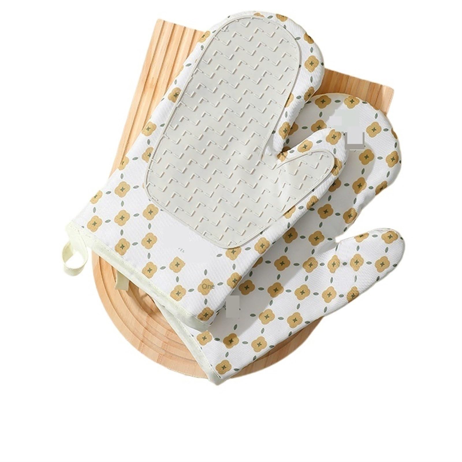 Oven Gloves 2pcs Insulated Silicone Oven Gloves for Baking, Kitchen, Microwave and Dessert Handling for Your Kitchen(White with silicone)