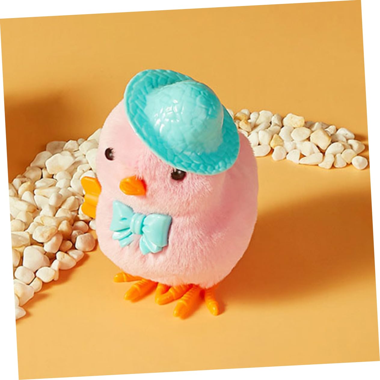 Lot De 3 Poussins Sauteurs à Remonter – Jouet Cartoon Avec Chapeaux – ABS Et Peluche, Taille 10,5 Cm