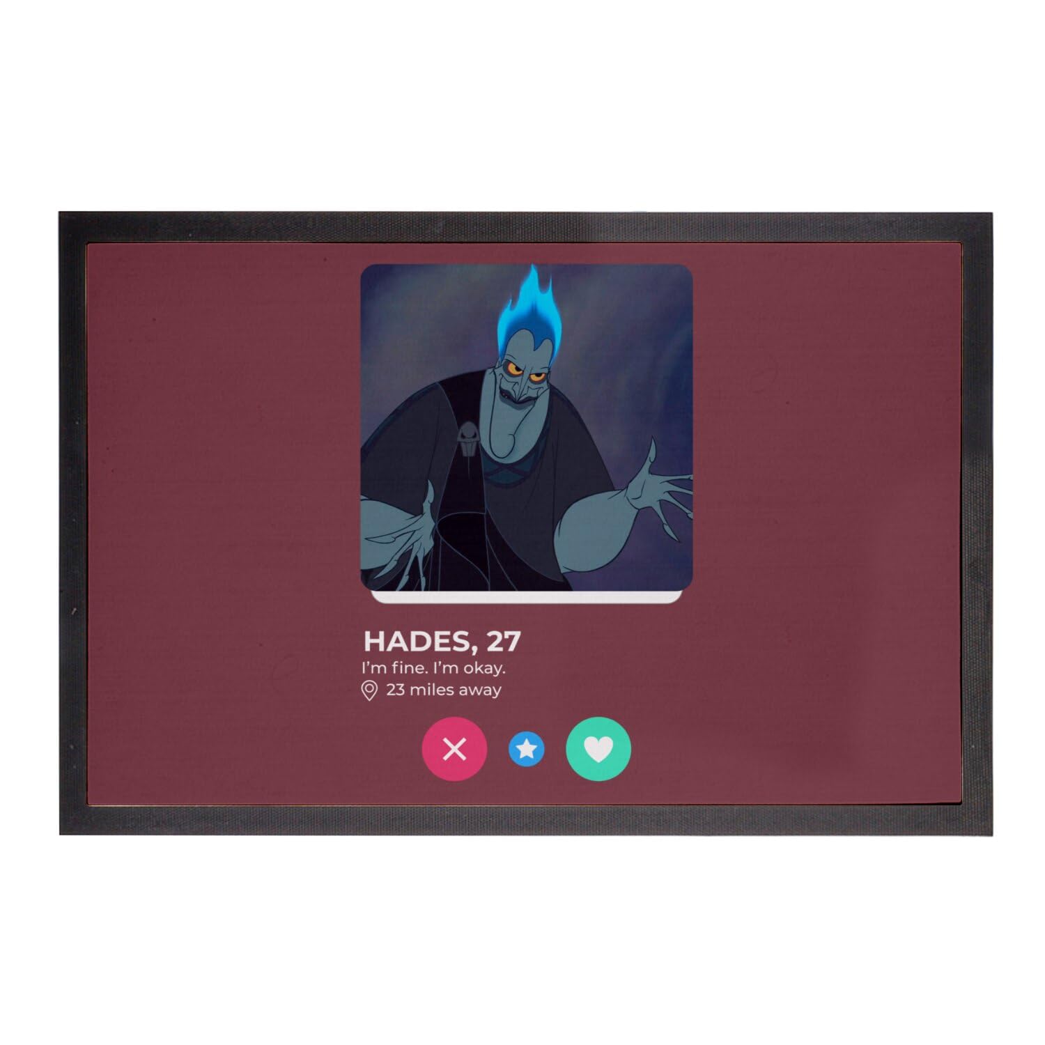 Paillasson rouge Hades Hell 75x50cm tapis entrée original geek