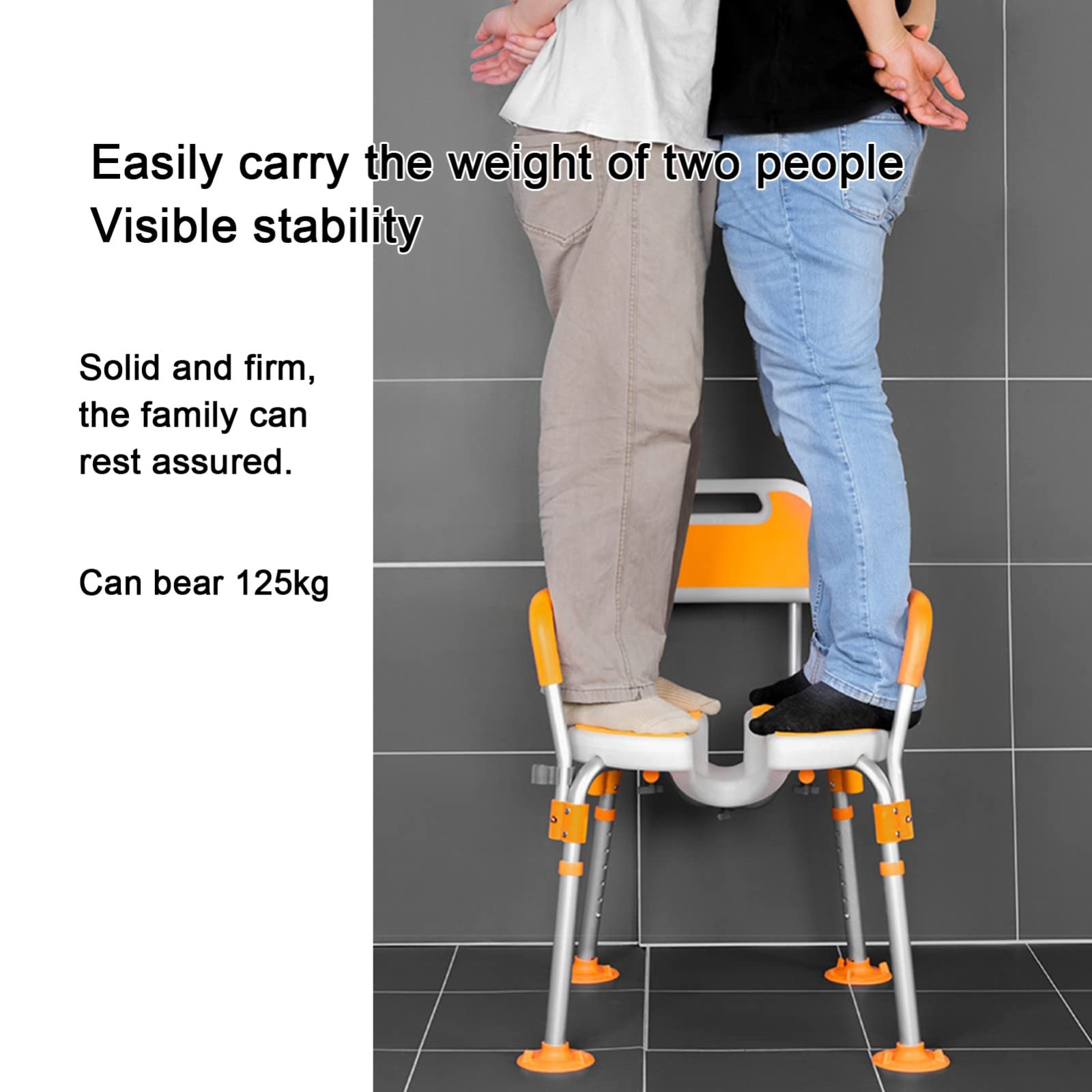 Silla de Ducha,Taburete de Baño,Banqueta para la Ducha,Asiento De Ducha Adulto con Respaldo y Reposabrazos,Taburete de Ducha para Mayores,Capacidad 125kg A