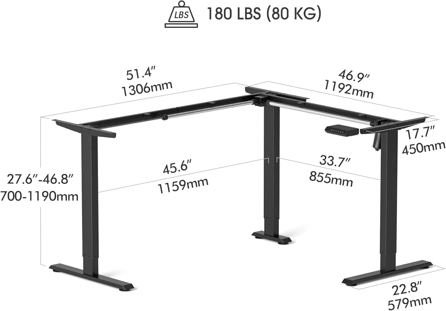 FEZIBO L Shaped Standing Desk, Corner Standing Desk L Shape, L Shaped Adjustable Table, Rustic Brown