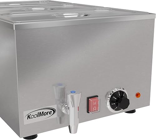 Miniatura 4 de KoolMore Calentador de alimentos comercial Bain Marie para encimera, estación de sopa y servidor de mesa de buffet con tres secciones de servicio y