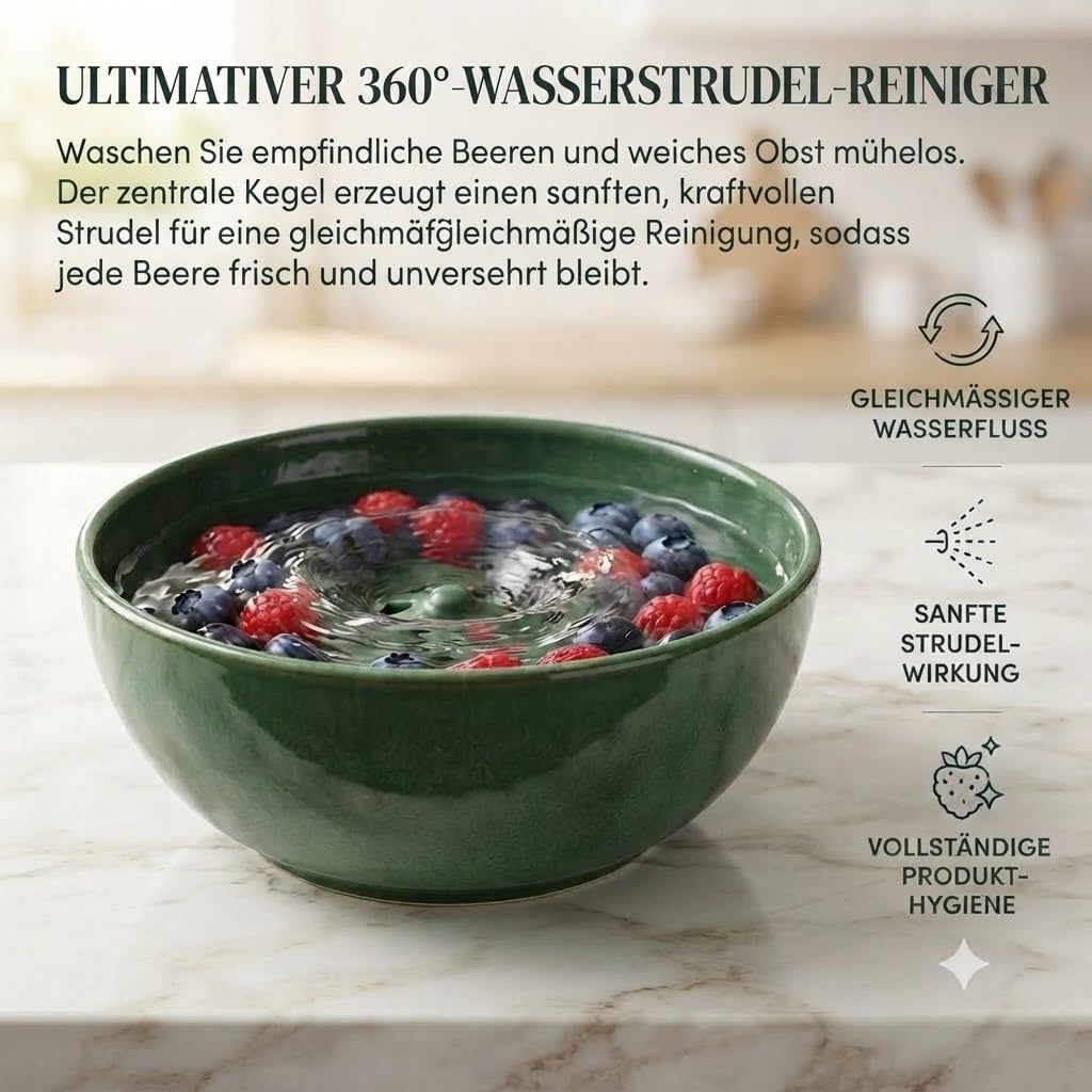 Obst Waschschale Beeren Waschschüssel Ceramic Berry Washing Bowl Fruit Washer Berry Bowl Obst Waschen Schüssel Selbstdrehende For Heidelbeeren Erdbeeren Tomaten Weintrauben， Milk coffee