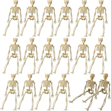 GXXMEI 20PCS 6 Inch Mini Skeleton Figurines, Small Skeletons Halloween Decorations for Craft Haunted House Accessories Party Favors 20