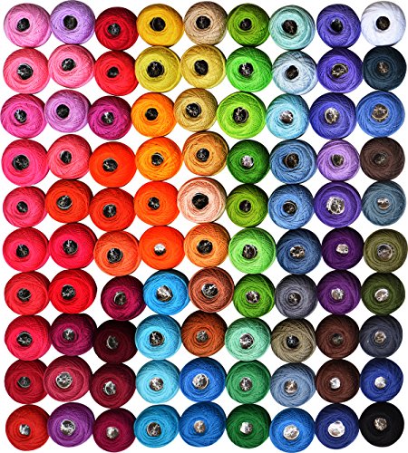 Crochet Thread Cotton Yarn Threads Balls 90 Balls Popular Rainbow Colors of Size