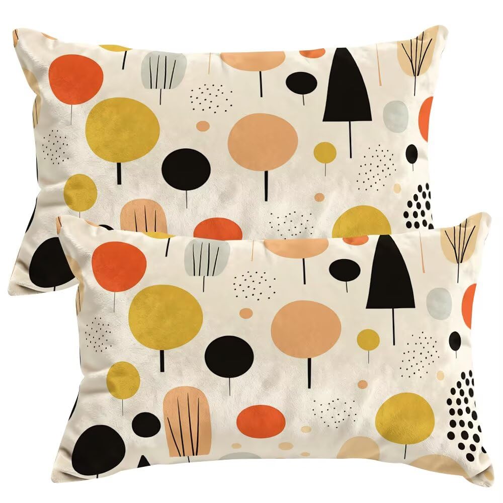 Set of 2 Velvet Cushion Covers 30x50 cm Geometric Cushions Covers Decorative Throw Pillow Case Modern Sofa Pillows 12x20 Inch Cushion Cover with Invisible Zipper for Livingroom Couch Bedroom -SC385