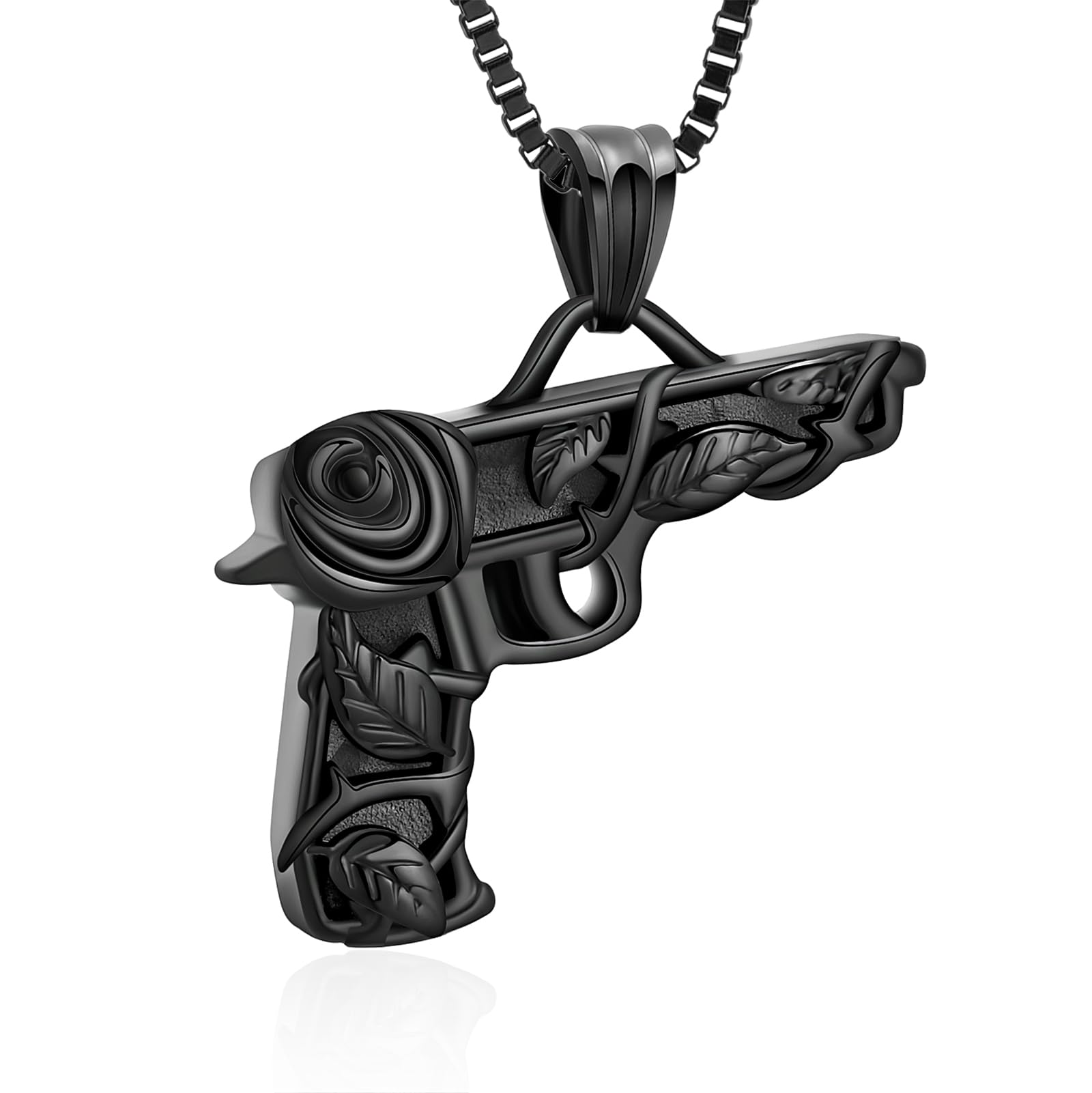 XSMZB Cremation Jewelry Urn Necklace for Ashes Rose Flower Pistol Shape Memorial Ashes Necklace for Human Pet Funeral Keepsake Pendant