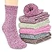 Tencoz Chaussettes Chaudes Femme, 6 Paires Chaussettes Hiver Femme Chaussettes épaisses Doux, Confortable et Respirant pour Randonnée, Loisirs, Travail, Taille Unique EU 35 - 42