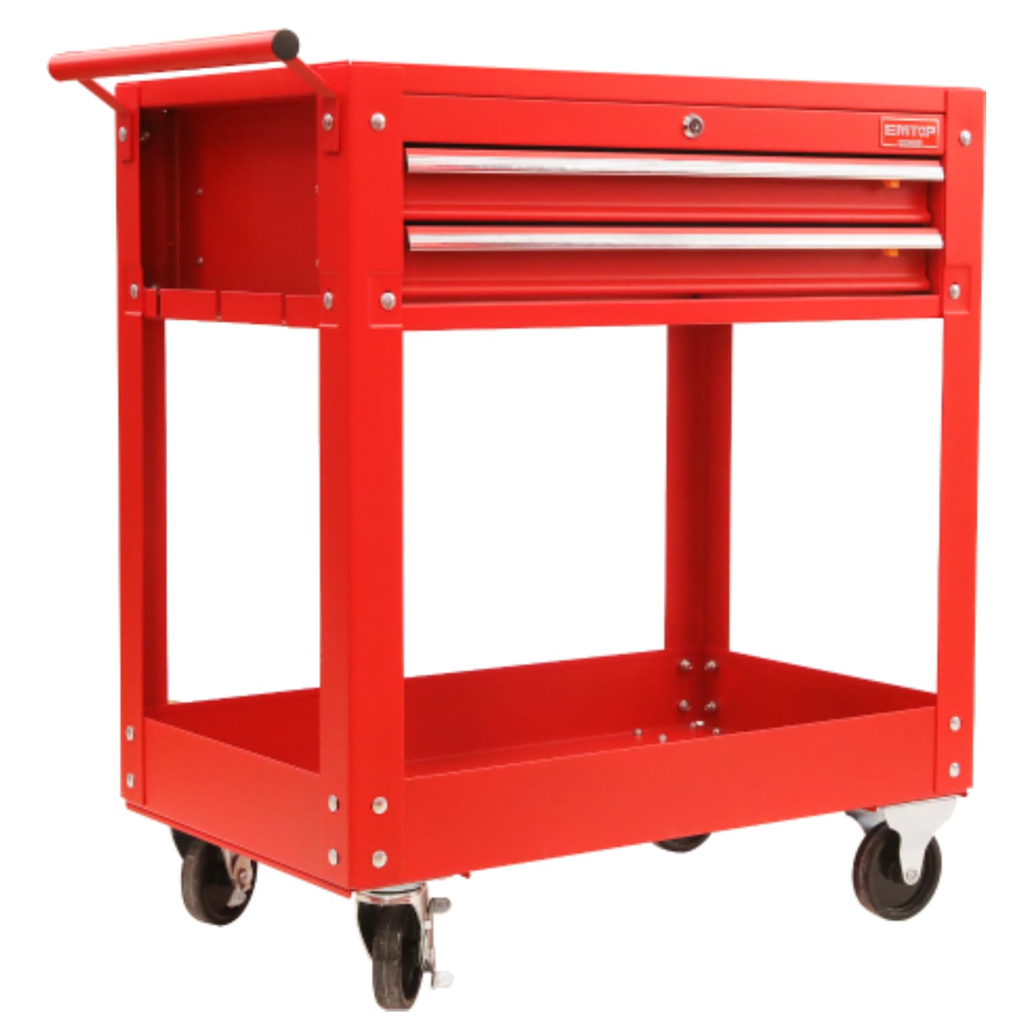 EMTOP - Carro Portaherramientas 2 Cajones | 712x440x694 mm | Cajon 570x395x60 mm | Chapa 0,6 mm | para Talleres y Organización de Herramientas | Capacidad Amplia