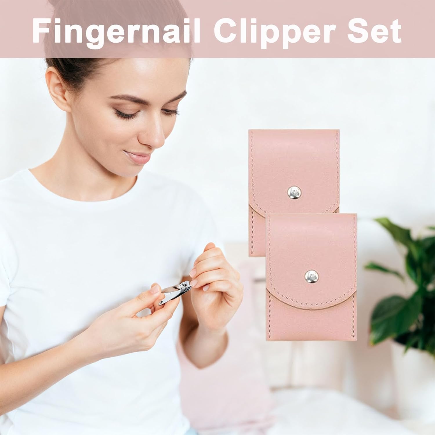 24 Sets Travel Manicure Set Professional Nail Clipper Kit Bulk,4 in 1 Adult Stainless Steel Travel Manicure Kit with Case Individually Wrapped Nail Clippers Bulk for Homeless,Hotel,Charity（Pink）