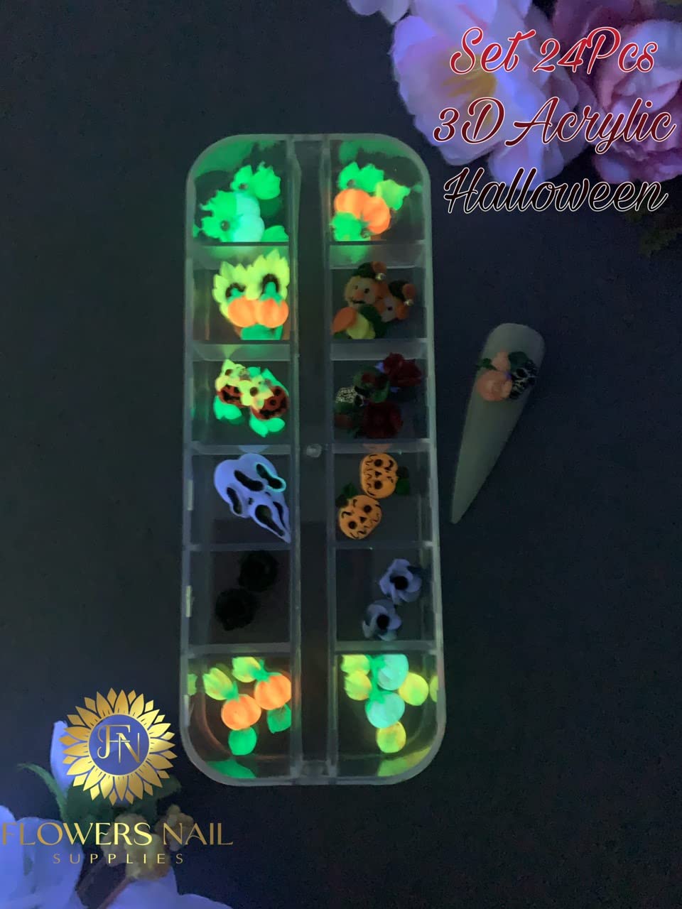 24Pcs & 48Pcs 3D Acrylic Halloween Nail Art Charms Handmade by Acrylic Powder (24Pcs)