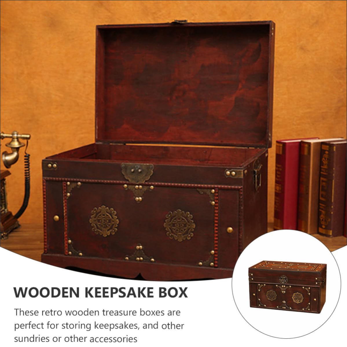 Retro Aufbewahrungsbox Braun mit Legierung Vintage Aufbewahrungslösung für Zuhause und Bastelbedarf Dekorative Holzbox für Ordnung und Stil