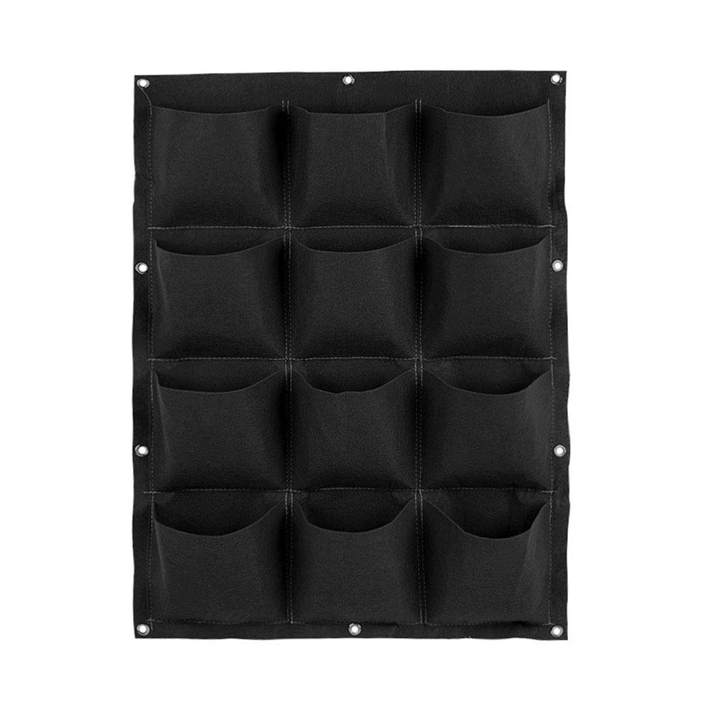 Camelliass Black Hanging Planting Grow Bags, 12 Pockets Gardening Hanging Vertical Wall Planter Flower Planting Grow Bags For Yard Garden Home Decoration (, 12 Pockets)
