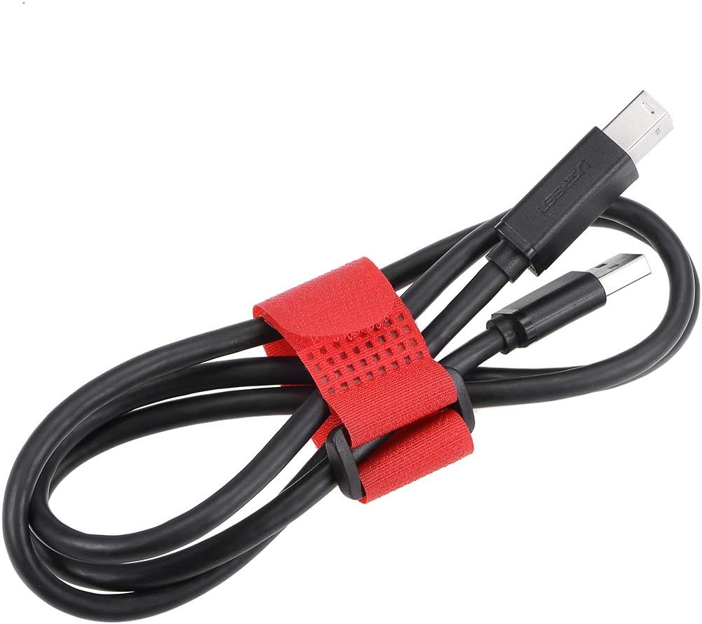uxcell 5pcs Hook and Loop Straps, 1-inch x 18-inch Securing Straps Reusable Fastening Cable Tie (Red)