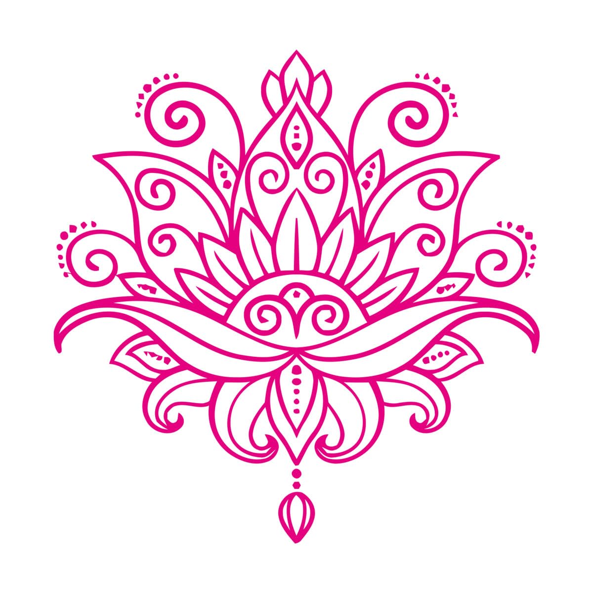 Lotus Mandala Lotus Bohemia Wall Decals 54x54cm Self Adhesive Large Rosered