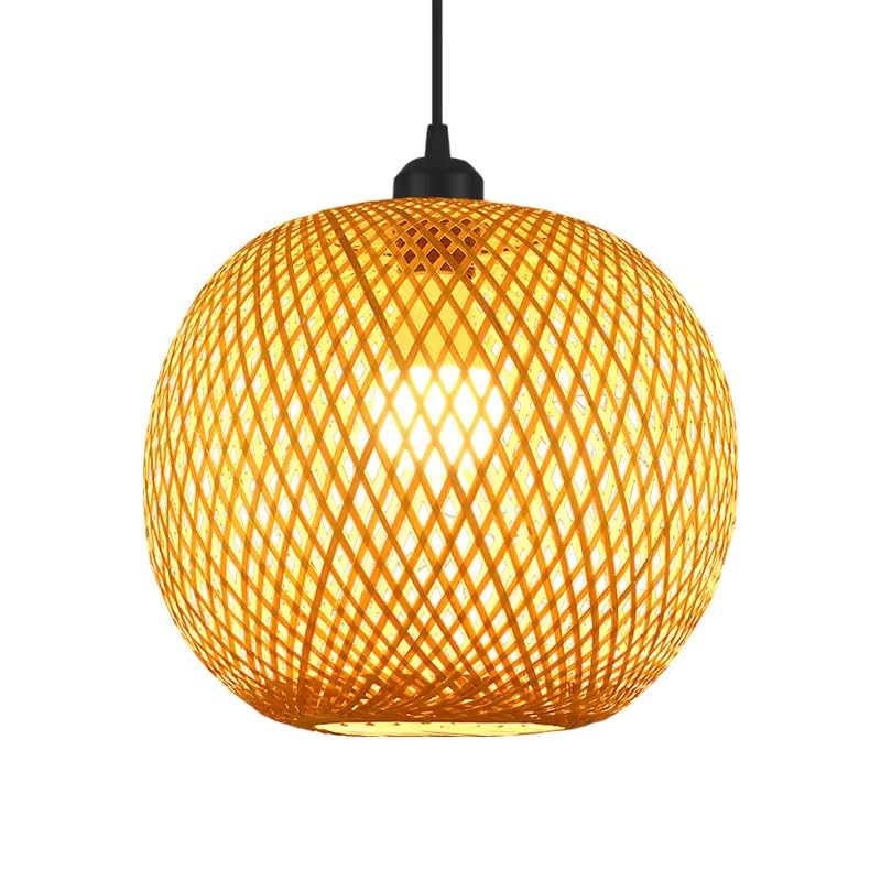 Image of Boho 3-Light Rounded Basket Pendant Light Semi-Globe Rattan Woven Cluster Hanging Lamp for Dining Table, Cafe & Living Room Decor
