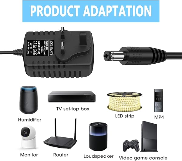 12V 2A Power Supply for LED Strip Lights, 100-240V AC to DC 12V Converter Adapter Driver Transformer, 24W UK Plug with 1.5M Cable, 5.5mm x 2.1mm Jack - 2