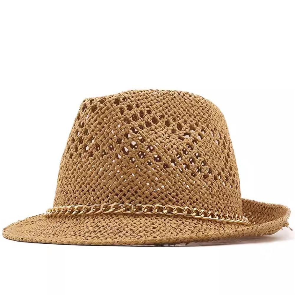 Cappello di Paglia Estivo da Uomo Cappello da Uomo con Bombetta, Cappello da Viaggio in Paglia