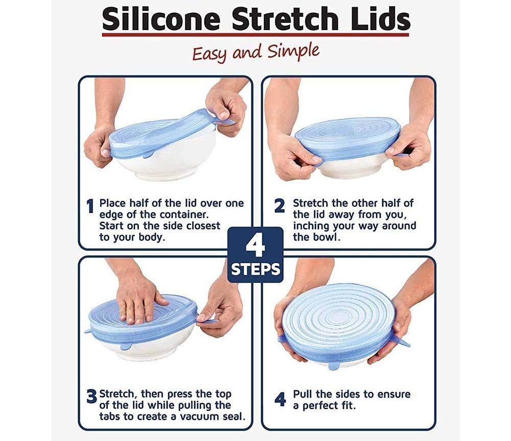Gnanex Silicone Lids Reusable Durable Food Storage Bowl Covers Stretch Lids Fit for Different Sizes & Shapes of Container (Set of 6) 4