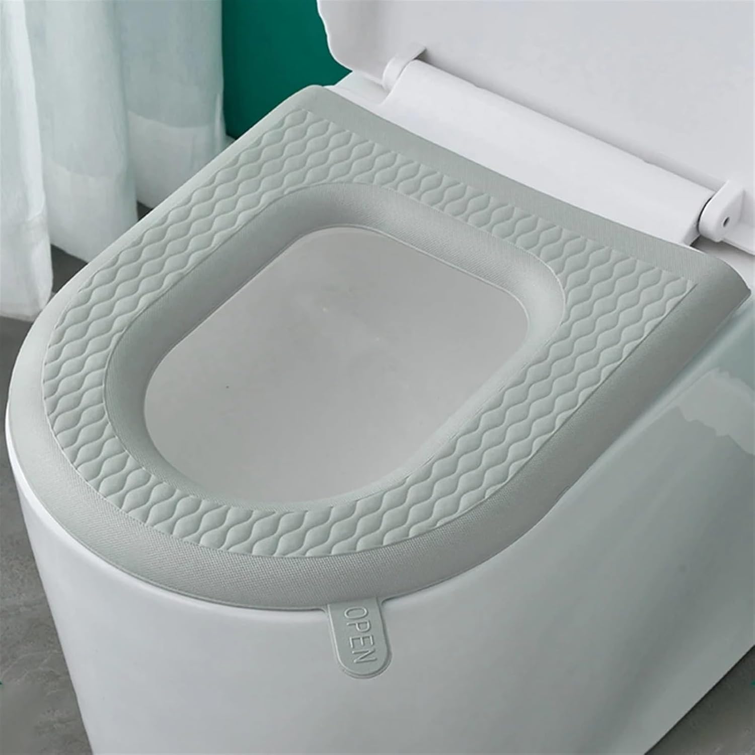 Waterproof Toilet Seat Cushion Bathroom Accessories Silicone Four Seasons Household Washable Paste Foam Toilet Cover (Size : Grey)