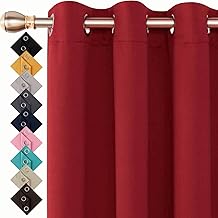 Thermal Insulated Blackout Ring Top Eyelet Curtains for Bedroom Windows 66 x 54 Inches Red 2 Panels (66(167cm)” wide x 54”(137cm) long, Red)