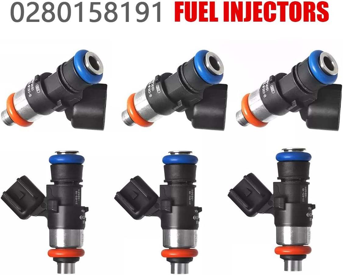0280158191 BR3Z9F593B Set of 6 Fuel Injectors Compatible with Ford Explorer Taurus F150 3.5L V6